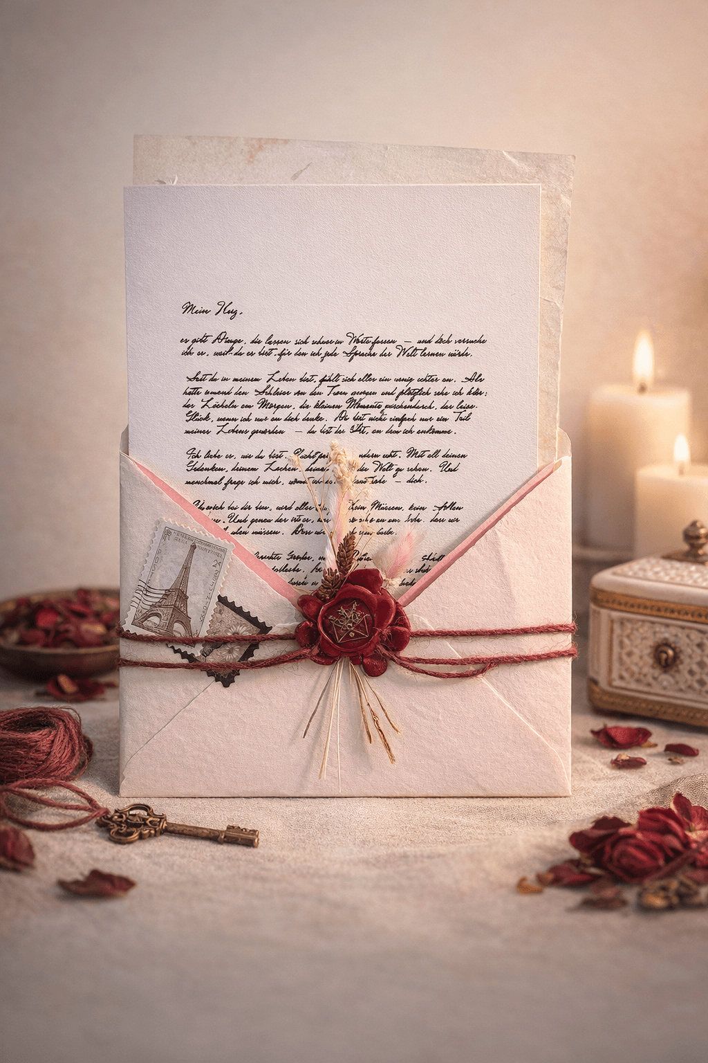 Handgefertigter Briefumschlag mit Wachssiegel